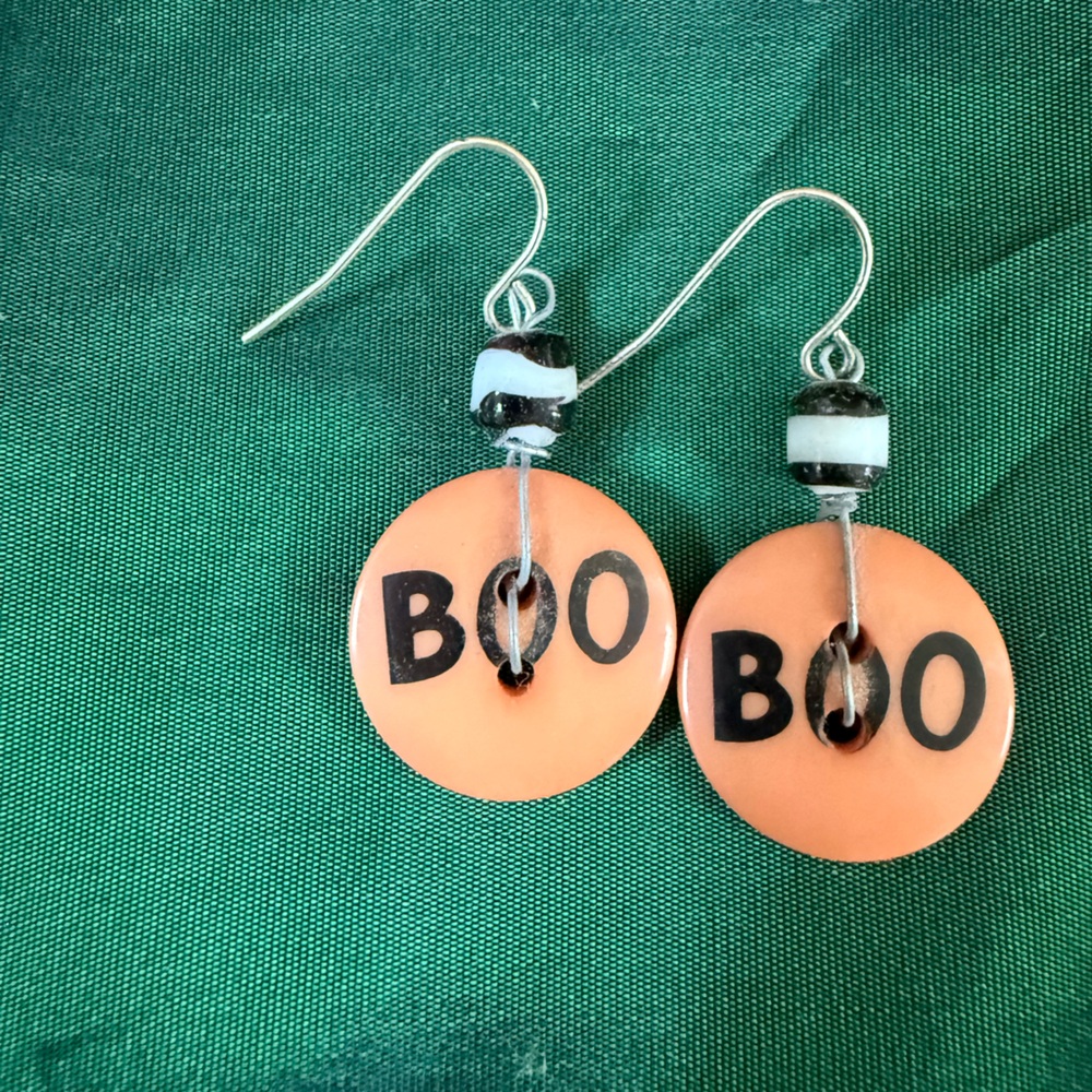Orange 'Boo' Halloween Earrings